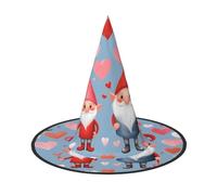 JIUFOTK Cute Valentine'S Love Gnomes Halloween Witch Hat With Collapsible Top, Foldable Costume Hat For Party Cosplay