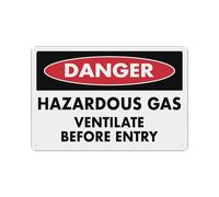 JIUFOTK Danger Hazardous Gas Ventilate Before Entry Sign Aluminum Tin Warning Signs For Home Outdoor Garden 8x12 Inch