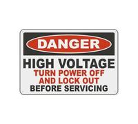 JIUFOTK Danger High Voltage Turn Power Off And LockBefore Servicing Sign Aluminum Tin Warning Signs For Home Outdoor Garden