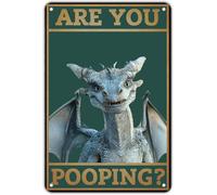 JIUFOTK Dragon Metal Tin Sign Are You Pooping Funny Tin Sign For Bathroom Bar Wall Decor Man Cave 12x16 Inch
