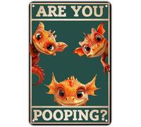 JIUFOTK Dragon Metal Tin Sign You Pooping Funny Tin Signs For Bathroom Wall Decor 8x12 Inch