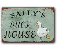 JIUFOTK Duck Coop Outdoor Hanging Duck House Metal Sign Custom Vintage Farmhouse Decor Plaque Quack Duck Farm Wall Art Wood Sign Gift For Farmer 8x12 Inch