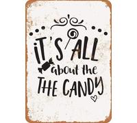 JIUFOTK Eletina Retro Metal It'S All About The Candy Sign Funny Home Cave Garage Bar ation Vintage Metal Sign 8x12 Inch