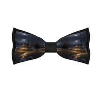 JIUFOTK Farmhouse at Night Bow Ties for Men Classic Adjustable Bowties Clip On Formal Wear for Business Wedding