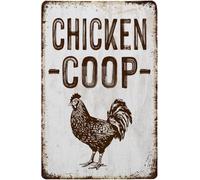 JIUFOTK Farmhouse Chicken Coop Sign Metal Poster Retro Chicken Cluck Metal Home Farm Chicken Coop Kitchen Garden Decor Wall Art 5.5x8 Inch
