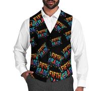 JIUFOTK Fifth Grade Mens Vest Formal Waistcoat Tuxedo with Pocket Suit Vests for Wedding Party