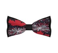 JIUFOTK Fireworks Canada Flag Men's Bowties Adjustable Pre-tied Bow Tie Classic Clip on Solid Color Bowties for Wedding Party Prom