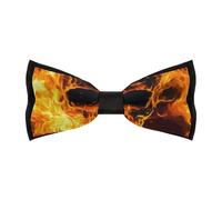 JIUFOTK Flaming Skulls Men's Bowties Adjustable Pre-tied Bow Tie Classic Clip on Solid Color Bowties for Wedding Party Prom