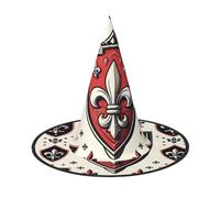 JIUFOTK Fleur-De-Lis-Royal Halloween Witch Hat With Collapsible Top, Foldable Costume Hat For Party Cosplay