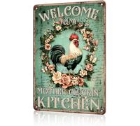 JIUFOTK Funny Chicken Coop Sign Welcome to My Mother Cluckin Mother's Day Kitchen Farmhouse Sign Wall Art Accessories Chicken Coop Decor for Home Farm Kitchen Rustic 8x12 Inch