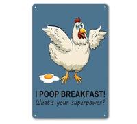 JIUFOTK Funny Chicken Decorations for Kitchen Chicken Sign Chicken Gifts I Poop Breakfast Whats Your Superpower