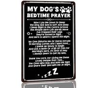 JIUFOTK Funny Dog Metal Tin SignMy Dog's Bedtime Prayer Rustic Dogs Coop Wall Decor Vintage Art Wall Plaque Decoration for Dog Lovers