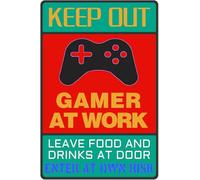 JIUFOTK Funny Gamer Sign KeepGamer At Work Enter At Own Risk For Gaming Room Wall Door Decor Teengers Boy Boyfriend Gift For Women Men