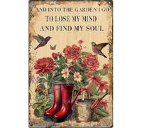 JIUFOTK Funny Metal Sign and Into The Garden I Go to Lose My Mind Vintage Aluminum Tin Signs Retro Sign for Home Living Room Bedroom Farmhouse Chicken Kicthen Bar Cafe Wall Decoration Gift 8x12 Inch