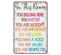 JIUFOTK Funny Sign For Desk in This Room You Belong Here Tin Signs Diversity Rainbow Classroom Pride Rainbow Teacher Poster Back to School Vintage Poster Decor Metal Decor Funny Signs Gift