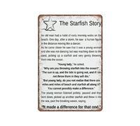 JIUFOTK Funny Vintage Sign Starfish Story Starfish Poem by Loren Eiseley Metal Tin Signs for Kitchen Garden Garage Bathroom Wall Decor