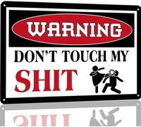 JIUFOTK Funny Warning Tin Sign Man Cave Decor Garage Gifts for Men Mancave Sign Mancave Stuff for Mens Cool Things for DoTouch My Shit Bar Stuff for Man Cave