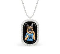 JIUFOTK German Shepherd I Love Dad Shiny Pendant Necklaces for Women Dainty Sparkle Rhinestones Chain Jewelry