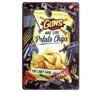 JIUFOTK Guns Are Like Potato Chips Metal Tin Sign Wall Home Decor Art Plaque Retro Vintage (Potato)