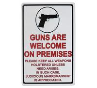JIUFOTK Guns Are Welcome on Premises Metal Tin Sign Wall Home Decor Art Plaque Retro Vintage (Premises)