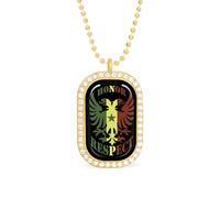 JIUFOTK Honor And Respect Senegal Flag Shiny Pendant Necklaces for Women Dainty Sparkle Rhinestones Chain Jewelry