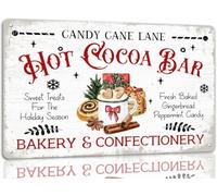 JIUFOTK Hot Cocoa Bar Tin Sign Funny Christmas Metal Signs Retro Santa Sign Christmas Wall Art Decor For Home Cafe Shop