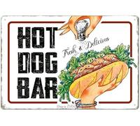JIUFOTK Hot Dog Bar Tin Signs Vintage Metal Sign Funny Food Art Printing Poster Wall Decor for Home Kitchen Bar Restaurant Cafe Pub Indoor Outdoor 8x12 Inch Hanging Plaque