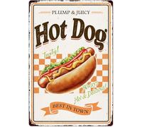 JIUFOTK Hot Dog Tin Signs Vintage Metal Sign Funny Food Art Printing Poster Wall Decor for Home Kitchen Bar Restaurant Cafe Pub Farmhouse 8x12 Inch Hanging Plaque Decorative