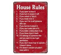JIUFOTK House Rules Vintage Tin Signs If You Open It, Close It Metal Plaque Family Rule Wall Decor Inspirational Quotes Poster for Man Cave Home Garden Bars Cafes Office Store Decor