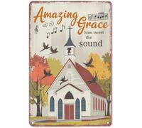 JIUFOTK Hymn Lyrics Tin Sign 8x12 Inch Vintage Metal Wall Art for Church Hall, Piano Room & Faith-Based Home Decor