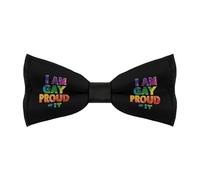 JIUFOTK I Am Gay Proud Of It Men's Bowties Adjustable Pre-tied Bow Tie Classic Clip on Solid Color Bowties for Wedding Party Prom
