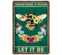JIUFOTK M Tin Sign Let It Be Bee Decor Bee Hive Rules Sign Bumble Metal Yard Signs Bees Outdoor Beehive Decoration Fun Saying Metal Tin Signage Rustic Bar Home Wall Decor
