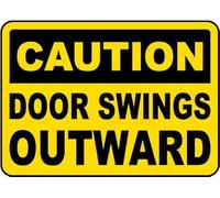 JIUFOTK Metal Sign Caution Door Swings Outward Tin Sign Aluminum Warning Sign for Home Coffee Bar Wall Decor Indoor/Outdoor Use 8x12 inch