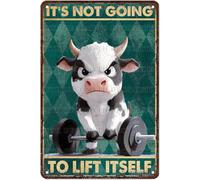JIUFOTK Metal Sign Cow It'sGoing To Lift Itself Signs Vintage Tin Sign For Home Kitchen Garden Yard Office Decor 8x12 Inch