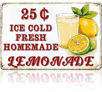 JIUFOTK Metal Sign Ice Cold Fresh Lemonade For Office Living Room Bar Coffee Shop Man Cave Decor 8x12 Inch