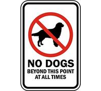 JIUFOTK Metal Sign No Dogs Beyond This Point At All Times Tin Sign Aluminum Warning Sign for Home Coffee Bar Wall Decor Indoor/Outdoor Use 8x12 inch