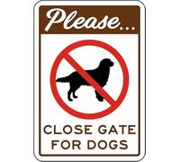 JIUFOTK Metal Sign Please Close Gate For Dogs Tin Sign Aluminum Warning Sign for Home Coffee Bar Wall Decor Indoor/Outdoor Use 8x12 inch