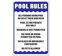 JIUFOTK Metal Sign Pool Rules No Food or Drinks Signs Vintage Tin Sign For Home Kitchen Garden Yard Office Decor 8x12 Inch