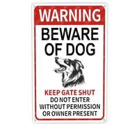 JIUFOTK Metal Signs Warning Beware Of Dog Keep Gate Shut Border Collie Sign Vintage Aluminum Tin Sign for Home Bar Yard Outside Wall Decor