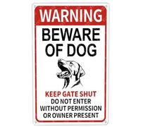 JIUFOTK Metal Signs Warning Beware Of Dog Keep Gate Shut Labrador Retriever Sign Vintage Aluminum Tin Sign for Home Bar Yard Outside Wall Decor