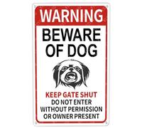JIUFOTK Metal Signs Warning Beware Of Dog Keep Gate Shut Pekingese Sign Vintage Aluminum Tin Sign for Home Bar Yard Outside Wall Decor