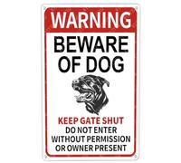 JIUFOTK Metal Signs Warning Beware Of Dog Keep Gate Shut Rottweiler Sign Vintage Aluminum Tin Sign for Home Bar Yard Outside Wall Decor