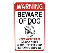 JIUFOTK Metal Signs Warning Beware Of Dog Keep Gate Shut Shepherd Dog Sign Vintage Aluminum Tin Sign for Home Bar Yard Outside Wall Decor