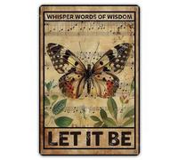 JIUFOTK Metal Signs Whisper Words Of Wisdom Let It Be Red Butterfly Sign Vintage Aluminum Tin Sign for Home Office Kitchen Bar Cafe Garden Wall Decor