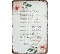 JIUFOTK Metal Tin Sign Wall Decors Whatever Is True Sign Wall Art Print Funny Decorations Office Decor For Bar Farm Room Wall Hanging Signs Decor Plaque