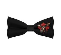 JIUFOTK Moose with Canada Flag Men's Bowties Adjustable Pre-tied Bow Tie Classic Clip on Solid Color Bowties for Wedding Party Prom