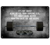 JIUFOTK Motivational Quote It'sAbout Being Better Than Someone Else Metal Tin Sign Wall Decor Inspirational Quote Fitness Gym Art Signs for Home Decor Gifts 8x12 Inch