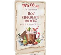 JIUFOTK Mrs Claus' Old Fashioned Hot Chocolate Bombs Metal Aluminum Sign Vintage Christmas Hot Chocolate Poster Decor Kitchen Cafe Bar Home Restaurant Indoor Outdoor Wall Decor 8x12 Inch