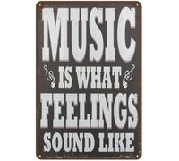 JIUFOTK Music Is What Feelings Sound Like Metal Tin Signs Garage Man Cave Decor Fun Haunted House Decorations For Home Wall Decor Gift For Women