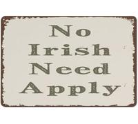 JIUFOTK No Irish Need Apply Sign Funny Novelty Metal Tin Sign Retro Wall Decor For Home Gate Garden Bars Restaurants Cafes Office Store Pubs Club Vintage Nostalgic Tin Sign Gift For Women Men